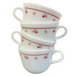 Vintage Corning Ware Burgundy Rose Flowers Coffee / Tea Cups